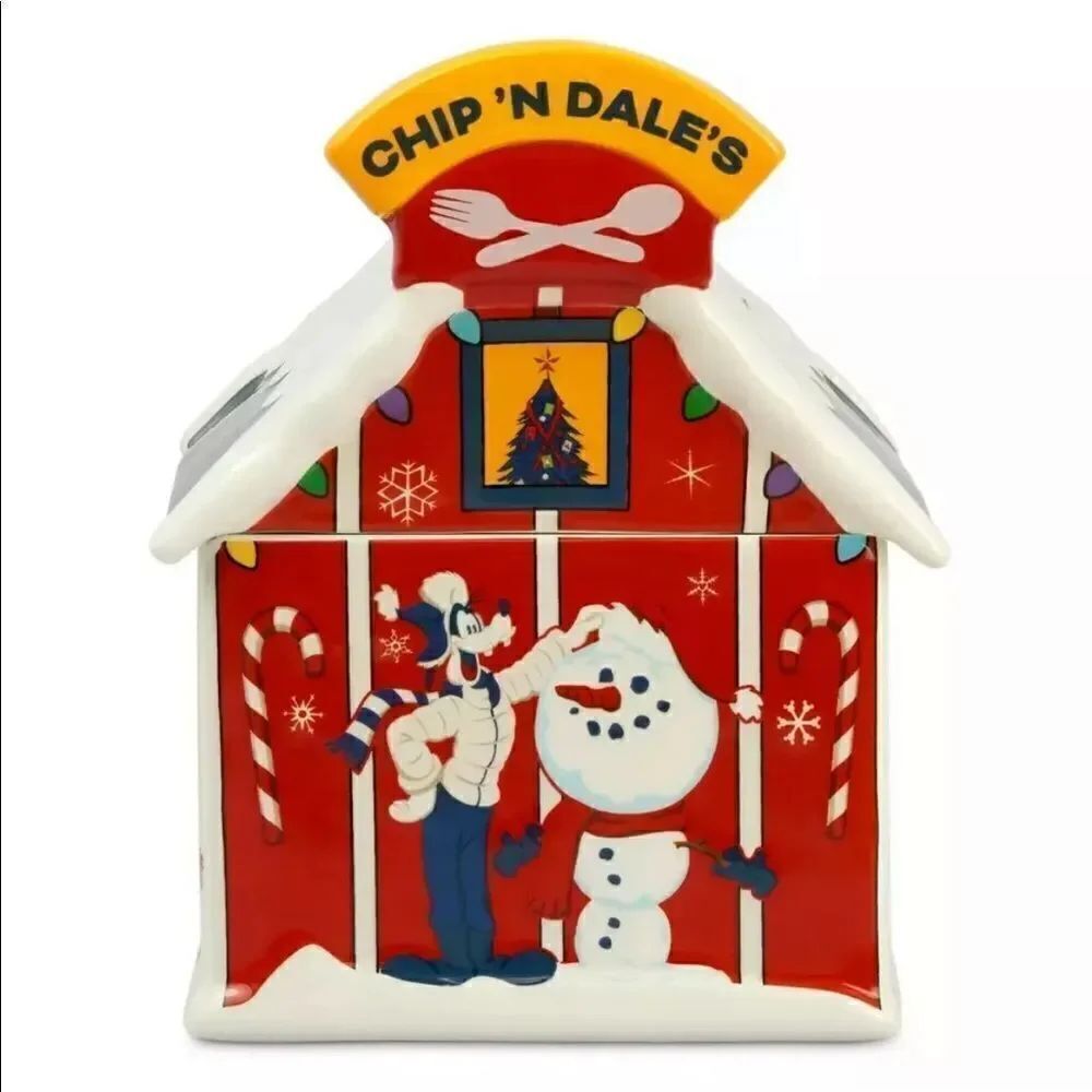 Disney Mickey and Friends Christmas Holiday Lodge Cookie Jar NWT